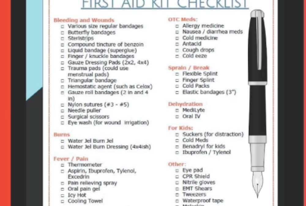 Camping First Aid Kit Checklist